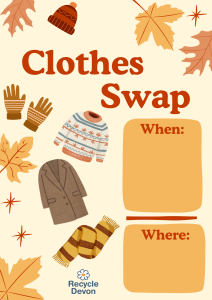 Image to be used as advertisement for a clothes swap event.