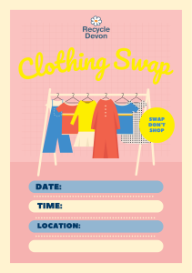 Image to be used as advertisement for a clothes swap event.