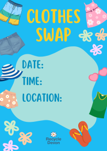 Image to be used as advertisement for a clothes swap event.