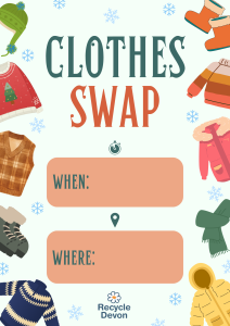 Image to be used as advertisement for a clothes swap event.