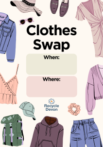 Image to be used as advertisement for a clothes swap event.